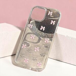 NWT iPhone 15 Pro Max Clear Pink Bow Case